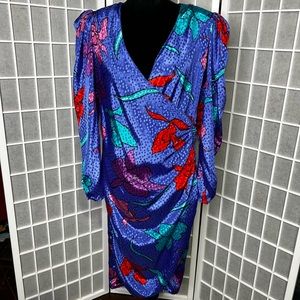 Vintage Cassidy floral long sleeve dress classic 80’s Dynasty Vibes